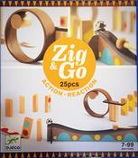 Djeco Zig &amp; Go Dring 25 Piece Action Reaction Wooden Marble Run image