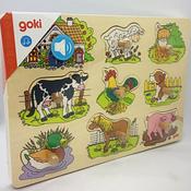 Goki Wooden Sound Peg Puzzle Farm image