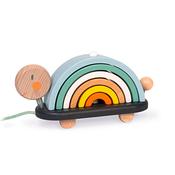 Janod Sweet Cocoon Rainbow Turtle Wooden Pull along Toy image