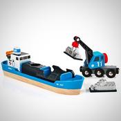 Brio Freight Ship and Crane Wooden Train Set Accessory