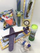 Pocket Money Collection Clock Work Boy Swimmer, Snap Bracelet, Farm Bubbles, 2 Polystyrene Plane Gliders and a Glow in the Dark Flubber Rubber Balloo