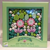 Djeco 450 Wooden Beads Set Flowers and Foliage for Age 4-8