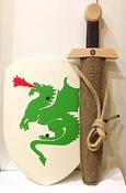 VAH Wooden Dragon Shield with Sword and Scabbard