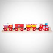 Fire Train with Carriages addition to wooden train sets image