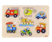 Goki Wooden Peg Puzzle Vehicles for Travel 7 Pieces