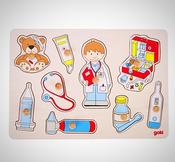 Goki Wooden Peg Puzzle At The Doctor’s 9 Pieces image