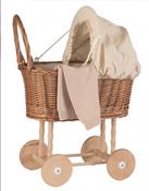 Egmont Wicker Pram With Wooden Wheels (Excluding Doll)