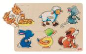 Goki Wooden Peg Puzzle Animal Mother and Baby for 1+ image