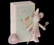 Maileg Tooth Fairy Mouse -Rose In Matchbox with tin Heart Box image