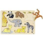Goki Wooden Peg Puzzle Baby Zoo Animals for 1+ image