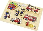 Goki Wooden Peg Puzzle Fire Engines and Fighters image