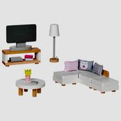 Goki Dollhouse Wooden Livingroom Furniture image