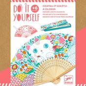 Djeco Do It Yourself Art Colour Kitten Fan and Case for Age 6+
