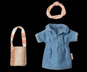 Maileg Clothes, Denim Dress with Bag for Mum Mouse image