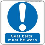 seat belts must be worn 100 x 100mm sign