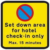 Set down for hotel check-in Safety Sign image