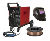210A Professional Gas/No-Gas MIG Welder with Euro Torch - Helmet &amp;amp; Wire image