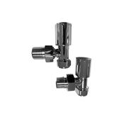 Pair 1/2" Modern Angled Chrome Radiator Valves  - McDaids Bathroom Plumbing Tiles