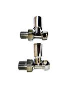 Pair 1/2" Modern Straight Chrome Radiator Valves - McDaids Bathroom Plumbing Tiles