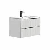 Avara Fluted 80cm Wall Hung Vanity Unit - Matt White