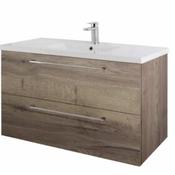 Rimini 100cm Wall Hung Vanity Unit - Tobacco Oak