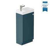 Safari Smooth Floor Mounted Cloakroom Vanity Unit 400mm Right Pull - Atlantic Blue image