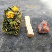 Sacred Smudge Wand/ Palo Santo/ Raw Natural Stone Crystal on Your Choice image