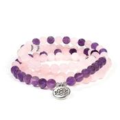 Rose Quartz \ Amethyst Neckless Elastic with Lotus Pendant image