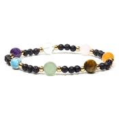Lava Rock Planet Bracelet With 7 Chakra Natural Gemstone image