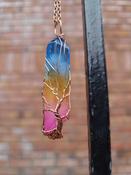 Tree of Life Quartz Crystal Chakra Point Necklace Multicolour image