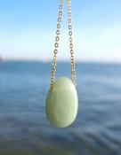 Green Aventurine Crystal Amulet Gold/Silver necklace Healing/ Recovery/Safe travel image