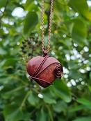 Petrified Wood Crystal Puff Heart  Pendant Wire wrapped copper image