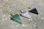 Gemstone Triangle Pendants on 18" Chain 14K Gold Filled image