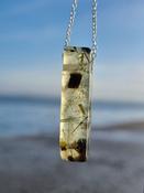 Prehnite with Epidote Crystal Amulet " LIGHT &amp; PEACE" image