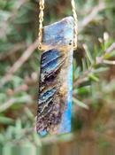 Black Spectrolite Crystal (Labradorite family) Amulet. image