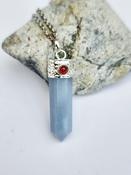 Angelite Blue Spirit Protection Heloxahon Point Pendant  Necklace image