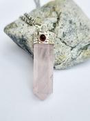 Rose Quartz Point Necklace Silver Pendant Heloxahon image