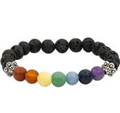Crystal Bracelet 7 chakra lava stone elastic  Aromatherapy image