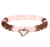 Bracelet Rose quartz/Strawberry quartz with heart - Love - Willpower - Recovery Support Bracelet image