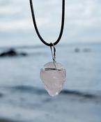 ROSE QUARTZ CRYSTAL PENDANT POINT NECKLACE HEALING  RAW QUARTZ  NATURAL STONE GEMSTONE Chakra Wirewrapped Crystal Pendant Necklace Vintage Jewellery image