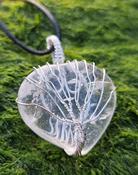 Natural Clear Quartz Heart Tree Of Life Silver Crystal Pendant Necklace Raw Quartz Gemstone Chakra Wire Wrapped Crystal Pendant Necklace Vintage  Jew image