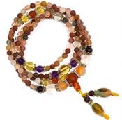Citrine/Carnelian/Agate/Tourmalinated Quartz/Aura mix elastic Mala / Necklace / Bracelet - Energy Boost - Healing - Protection. image