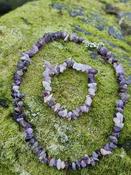 Amethyst Crystal Bracelet &amp;  Necklace Set Chip Natural Stone Set image