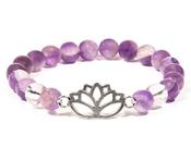 Bracelet Fluorite Amethyst with lotus Inside light, clatity and Happiness image