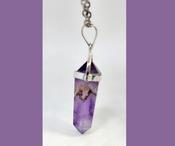 Amethyst Point Crystal Pendant Necklace Positive Energy Strength Silver image