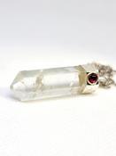 NATURAL  CLEAR QUARTZ BULLET POINT CRYSTAL PENDANT NECKLACE Healing  Raw Quartz Gemstone Chakra Wire Wrapped Crystal Pendant Necklace Vintage Clear R image