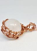 White Quartz Sphere Pendant Necklace wirewraped copper image