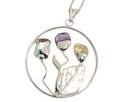 Happy Garden Necklace Pendant Sterling Silver Citrine Amethyst Clear Quartz image