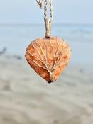 Sunstone Crystal Heart Pendant Tree of Life Wirewrapped Necklace Natural Stone image