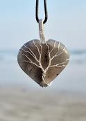 Iolite Crystal Heart Pendant Necklace Tree of life Wirewrapped - Promotes pure thoughts, intuition and self-acceptance. image